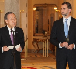 DonFelipe durante la intervención del Sr. Ban Ki-moon, Secretario General de Naciones Unidas